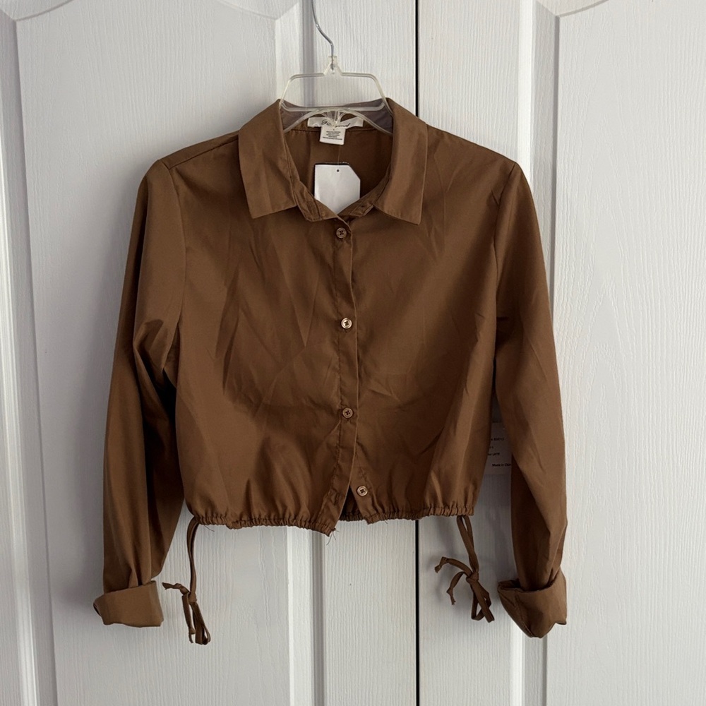 Passport Brown Button-Up Blouse